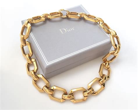 dior gold chain choker|christian dior chunky necklace.